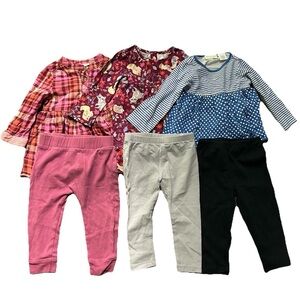 Baby Girl Fall Winter Dresses Leggings Flannel Long Sleeves Size 9-12 Months